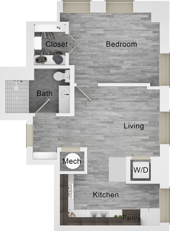 a floor plan of a two bedroom apartment at The  First