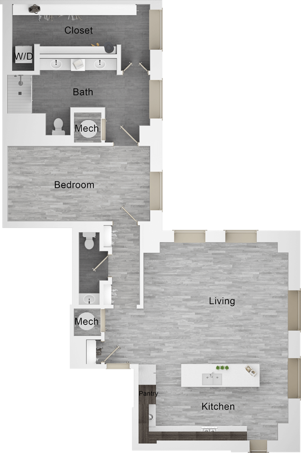 floor plan for a two bedroom apartment at The  First