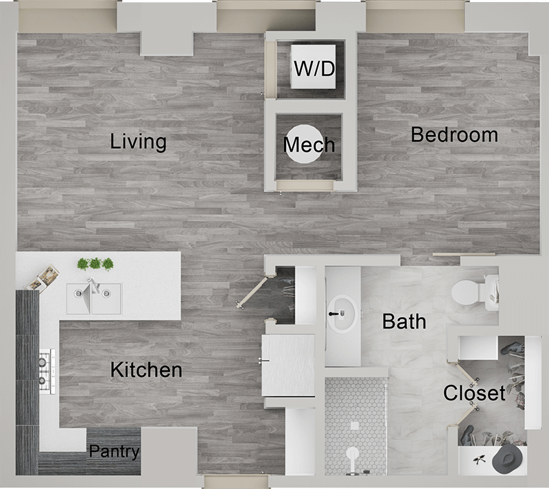 A S8 unit with STUDIO Bedrooms and 1 Bathrooms with area of 681 sq. ft