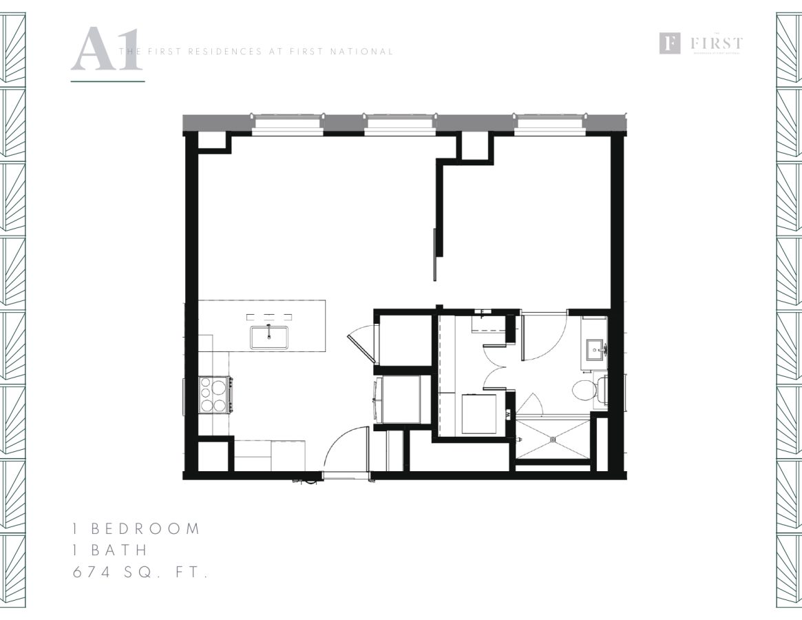 THE FIRST - FLOOR PLANS - 1 Beds A1