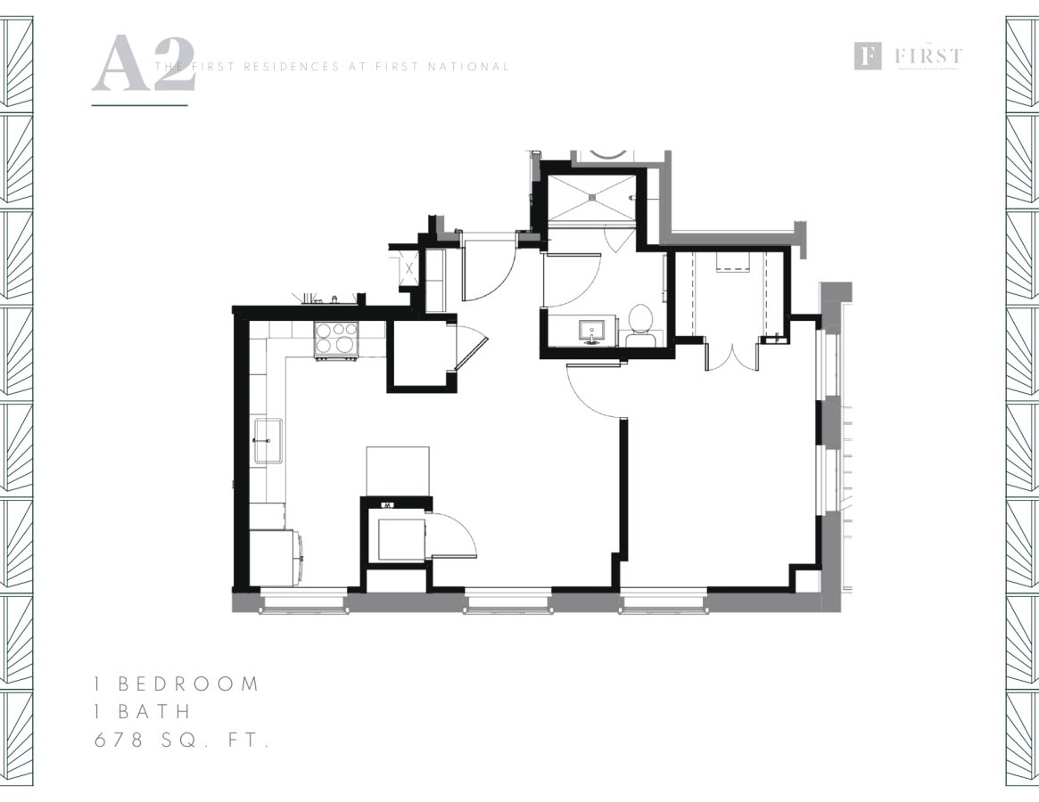 THE FIRST - FLOOR PLANS - 1 Beds A2