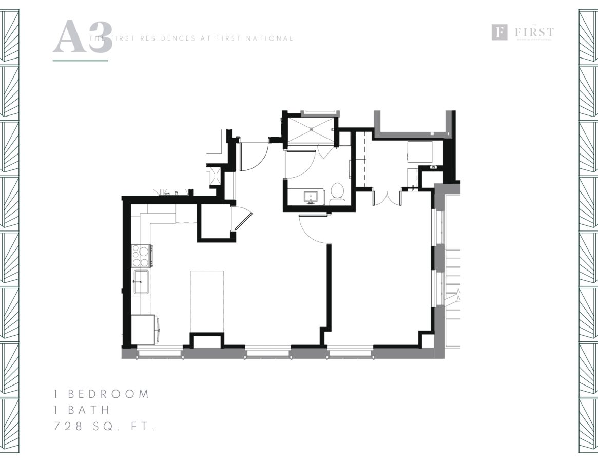 THE FIRST - FLOOR PLANS - 1 Beds A3