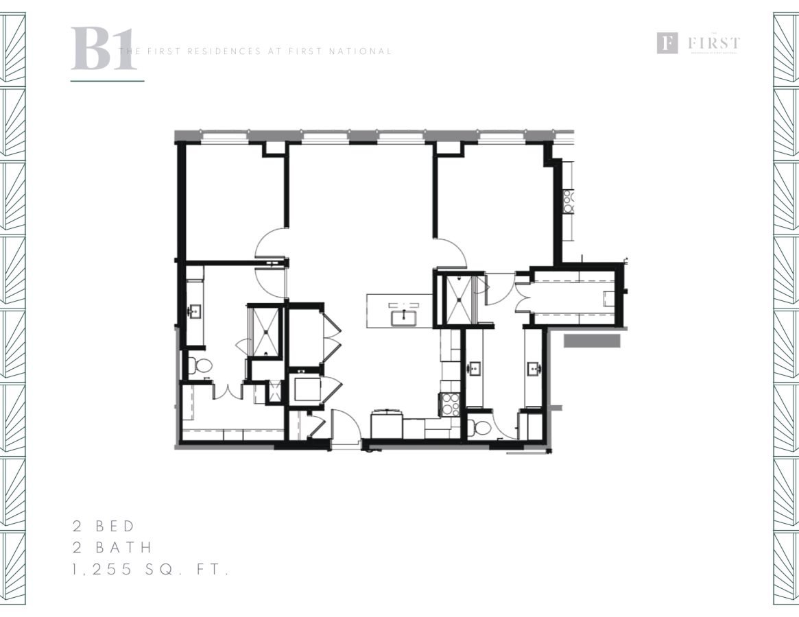 THE FIRST - FLOOR PLANS - 2 Beds B1