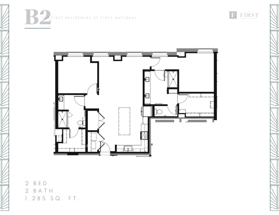 THE FIRST - FLOOR PLANS - 2 Beds B2