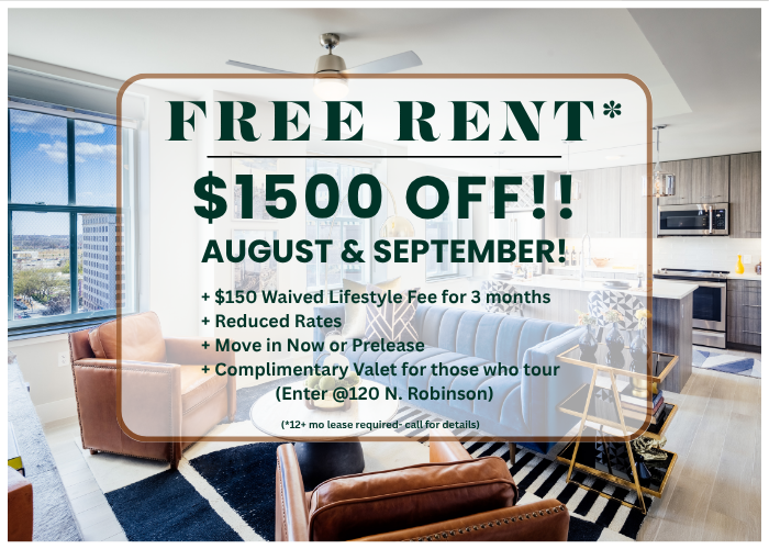 free rent $1500 off august and september at The  First